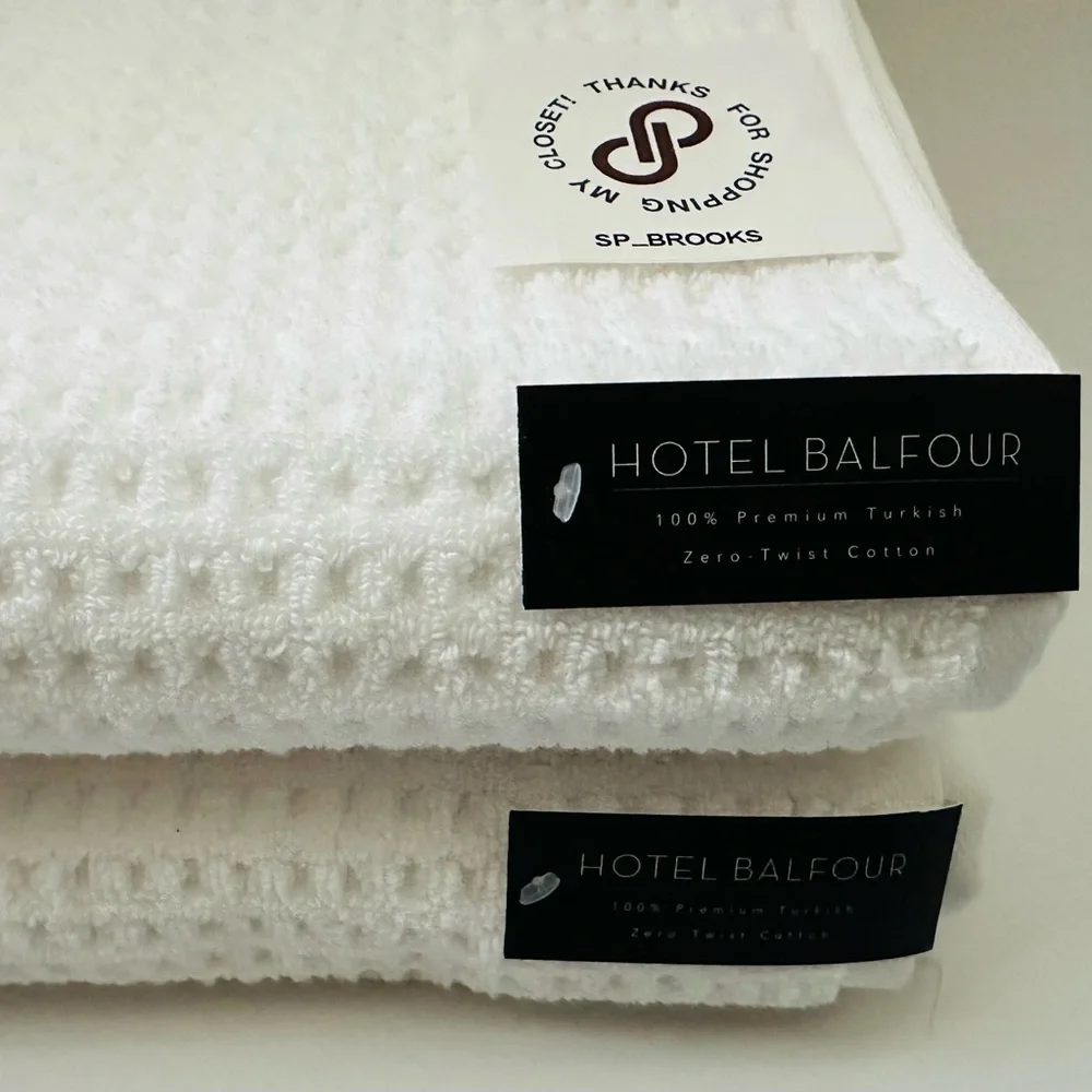 🎁Hotel Balfour Bath Towel Set - Zero Twist Cotton - Set of 8 - White